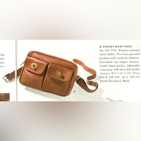 RARE Vintage Coach Pocket Waist Pack Belt Bag Fanny Pack XS/S English Tan EUC - Picture 5 of 15